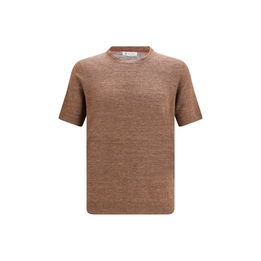 Brunello Cucinelli Brown Linen T-Shirt | Regal Royce