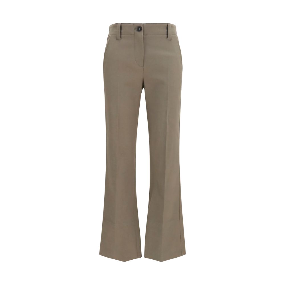 Brunello Cucinelli Brown Cotton Flared Pants | Regal Royce