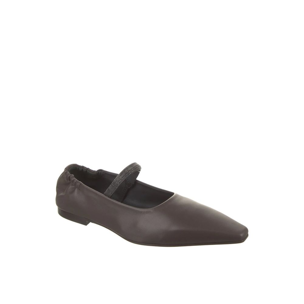 Brunello Cucinelli Brown Leather Ballet Flats | Regal Royce