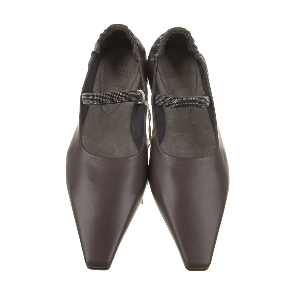 Brunello Cucinelli Brown Leather Ballet Flats | Regal Royce