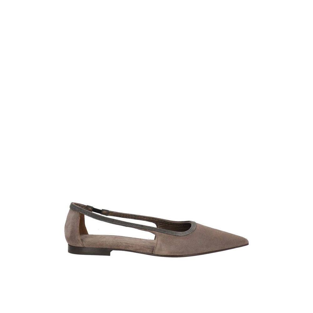 Brunello Cucinelli Gray Leather Ballet Flats | Regal Royce