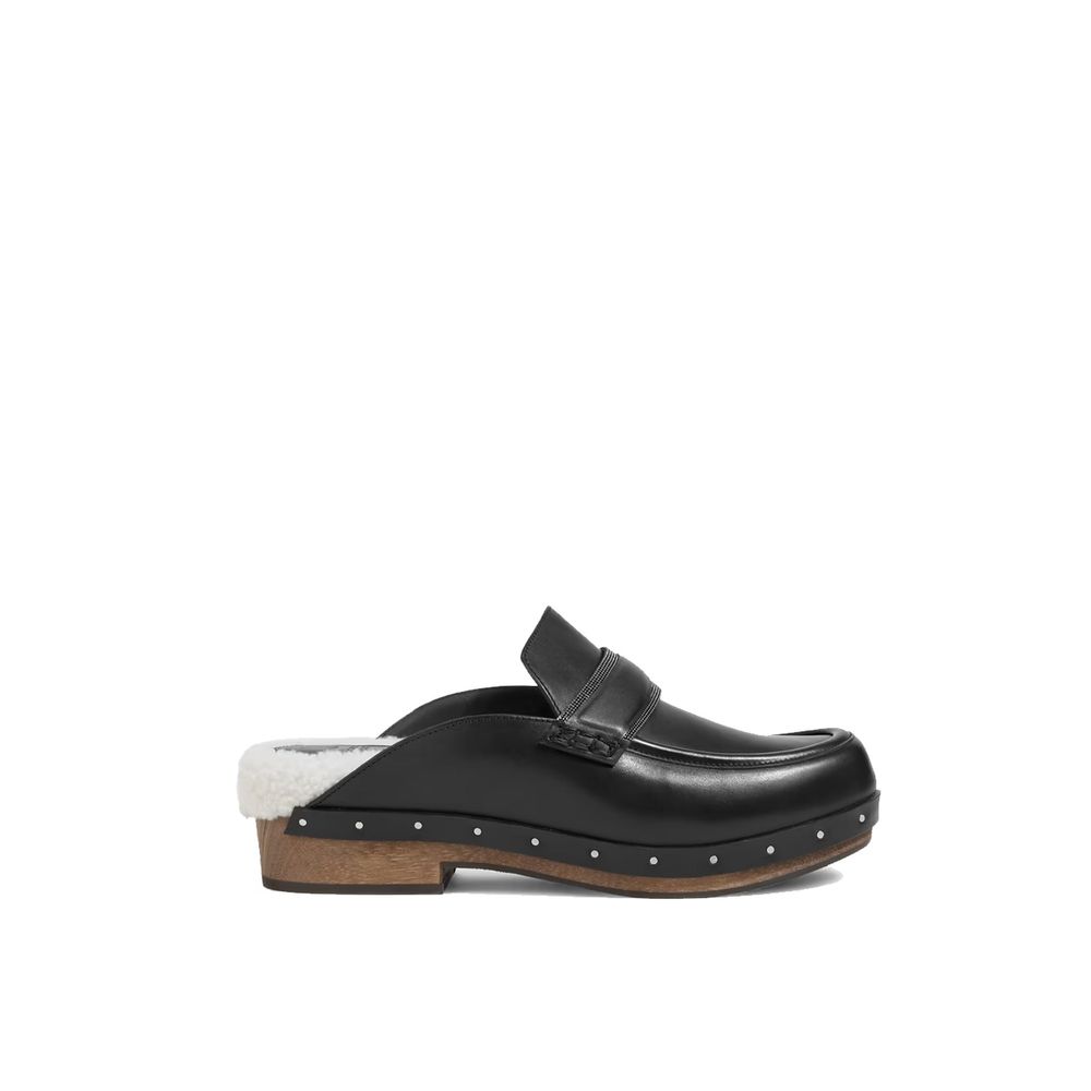 Brunello Cucinelli Black Leather Mules | Regal Royce
