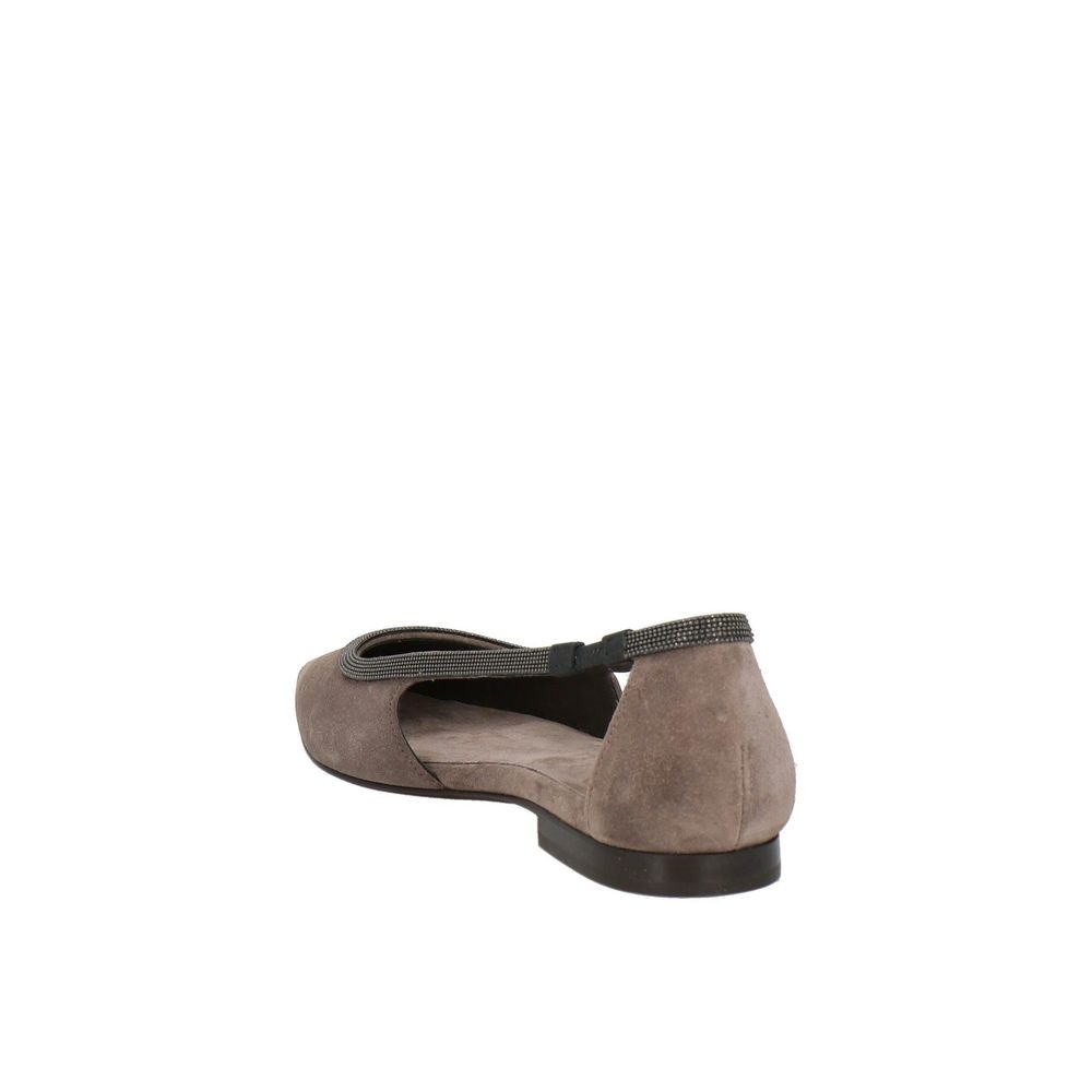 Brunello Cucinelli Gray Leather Ballet Flats | Regal Royce