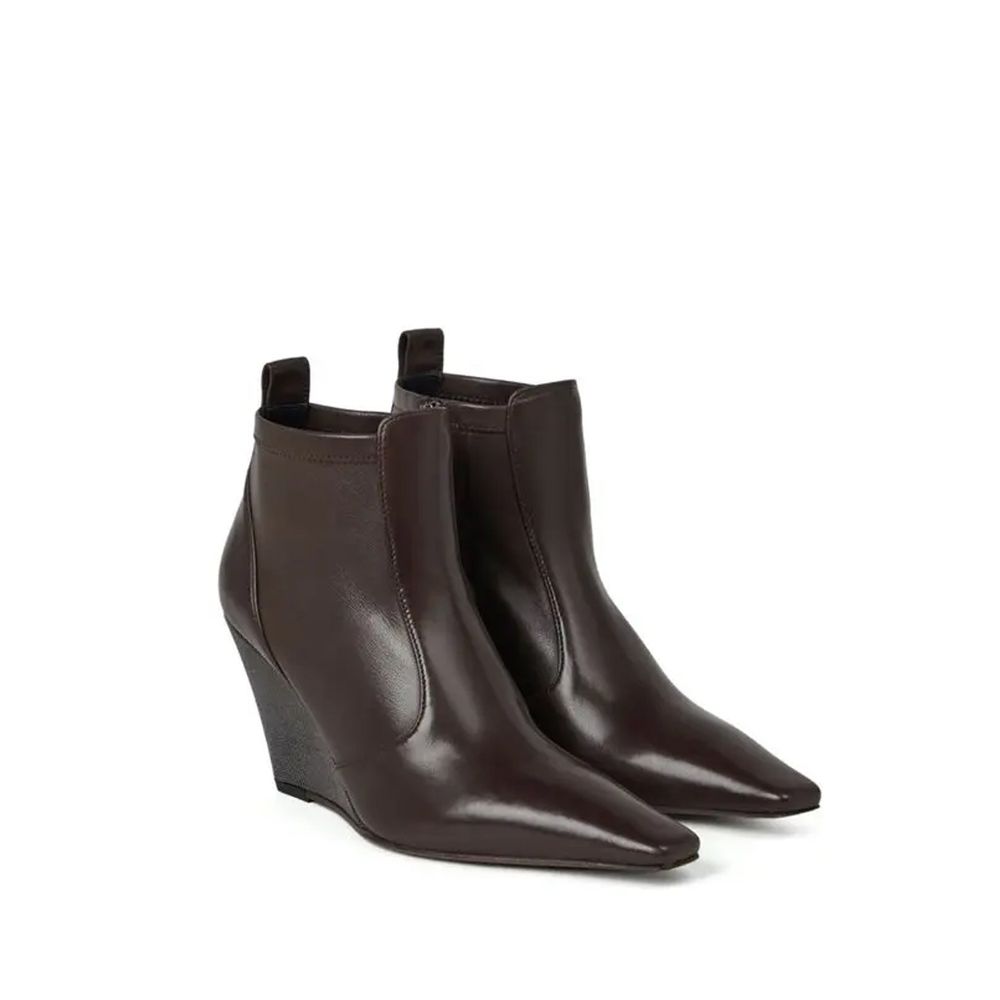 Brunello Cucinelli Brown Leather Ankle Boots | Regal Royce