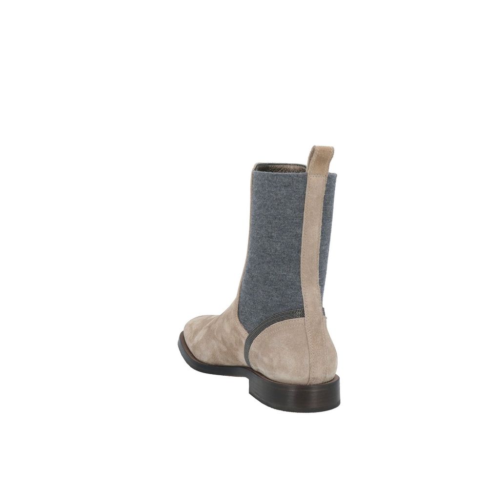 Brunello Cucinelli Beige Leather Chelsea Boots | Regal Royce