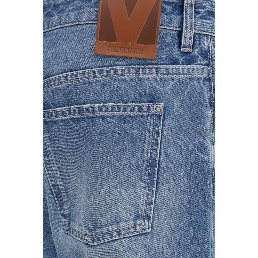 Valentino Blue Cotton Straight-Leg Jeans | Regal Royce