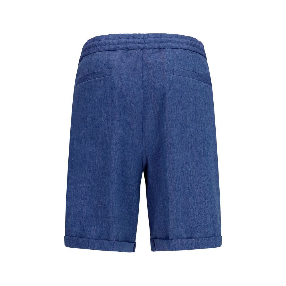 Brunello Cucinelli Blue Linen Bermuda Shorts | Regal Royce