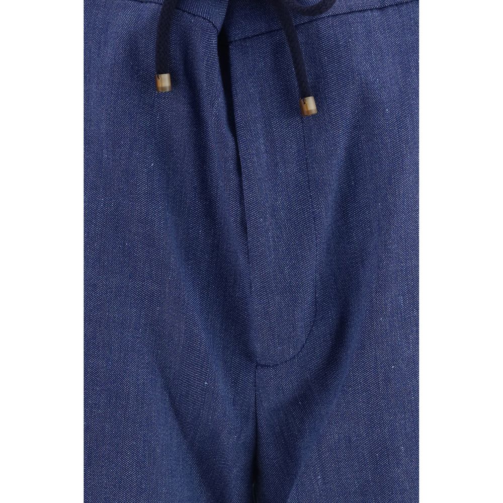 Brunello Cucinelli Blue Linen Bermuda Shorts | Regal Royce