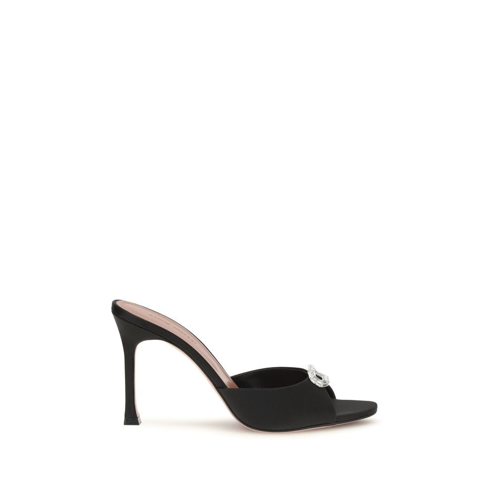 Amina Muaddi Black Silk Stiletto Heel Sandals | Regal Royce