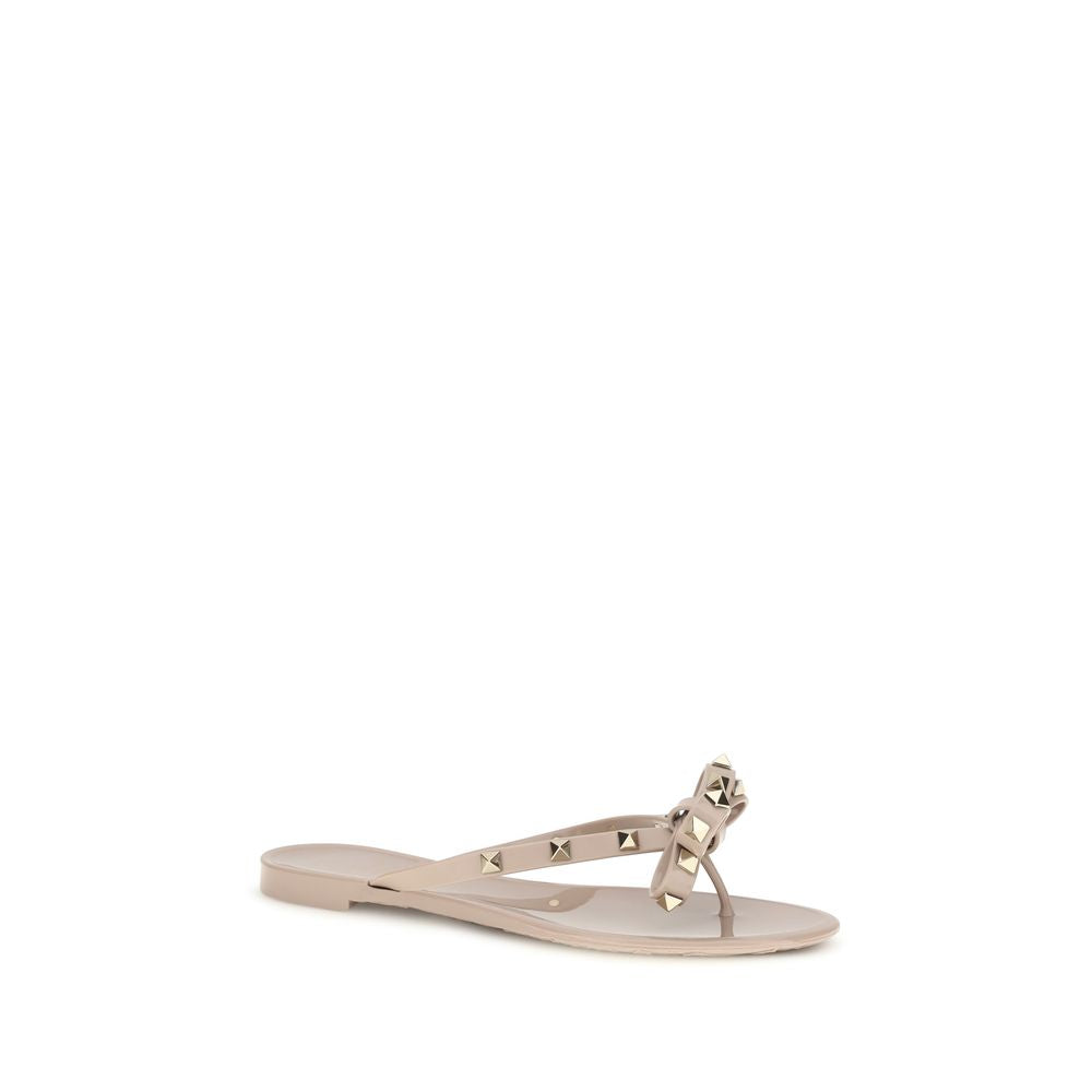 Valentino Garavani Beige Cotton Flip-Flop Sandals | Regal Royce