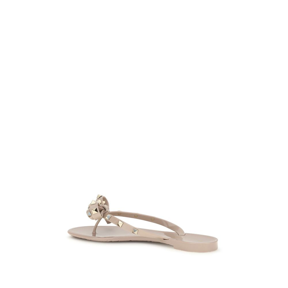 Valentino Garavani Beige Cotton Flip-Flop Sandals | Regal Royce