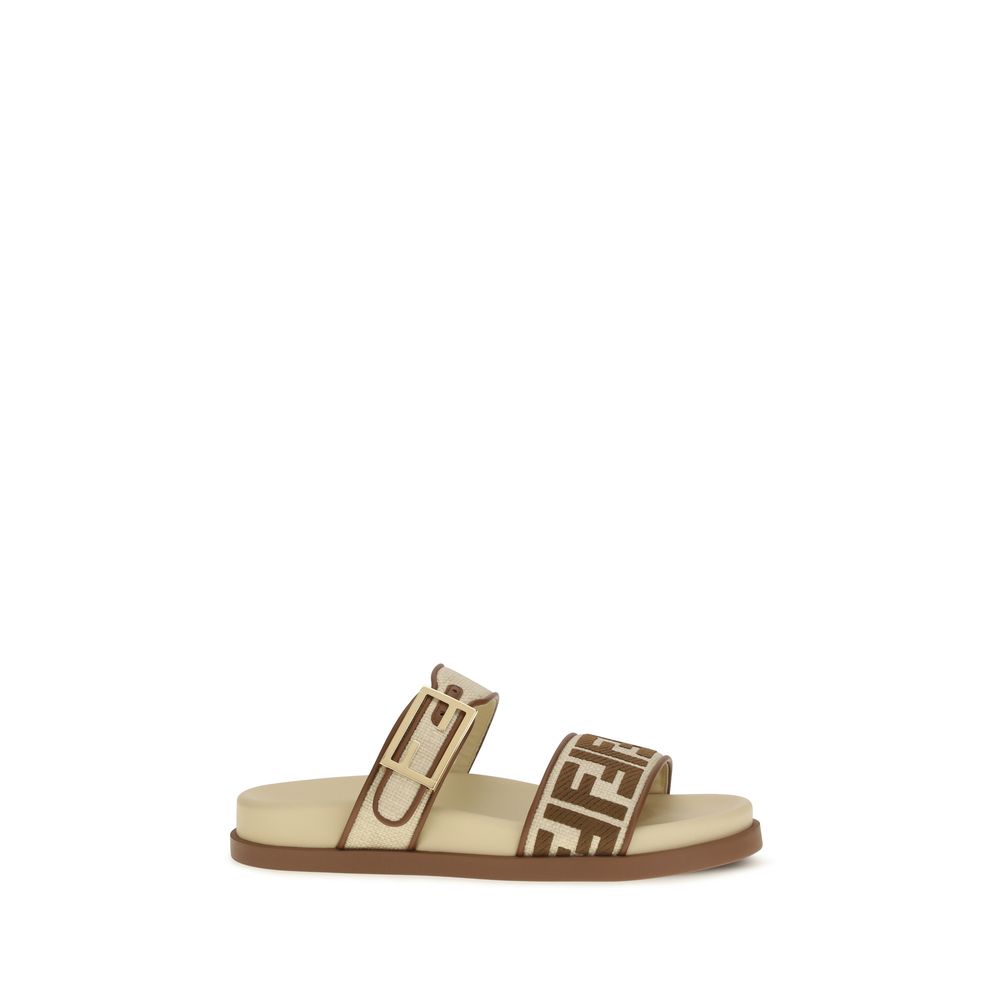 Fendi Brown Raffia Flat Sandals | Regal Royce
