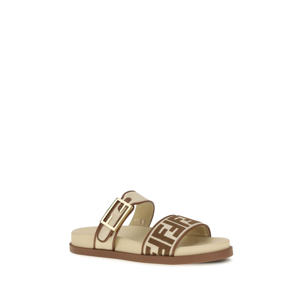 Fendi Brown Raffia Flat Sandals | Regal Royce