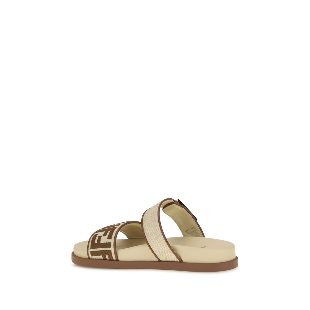 Fendi Brown Raffia Flat Sandals | Regal Royce
