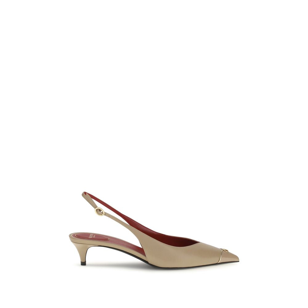 Valentino Garavani Beige Calf Leather Bos Taurus Mid Heel Pumps | Regal Royce