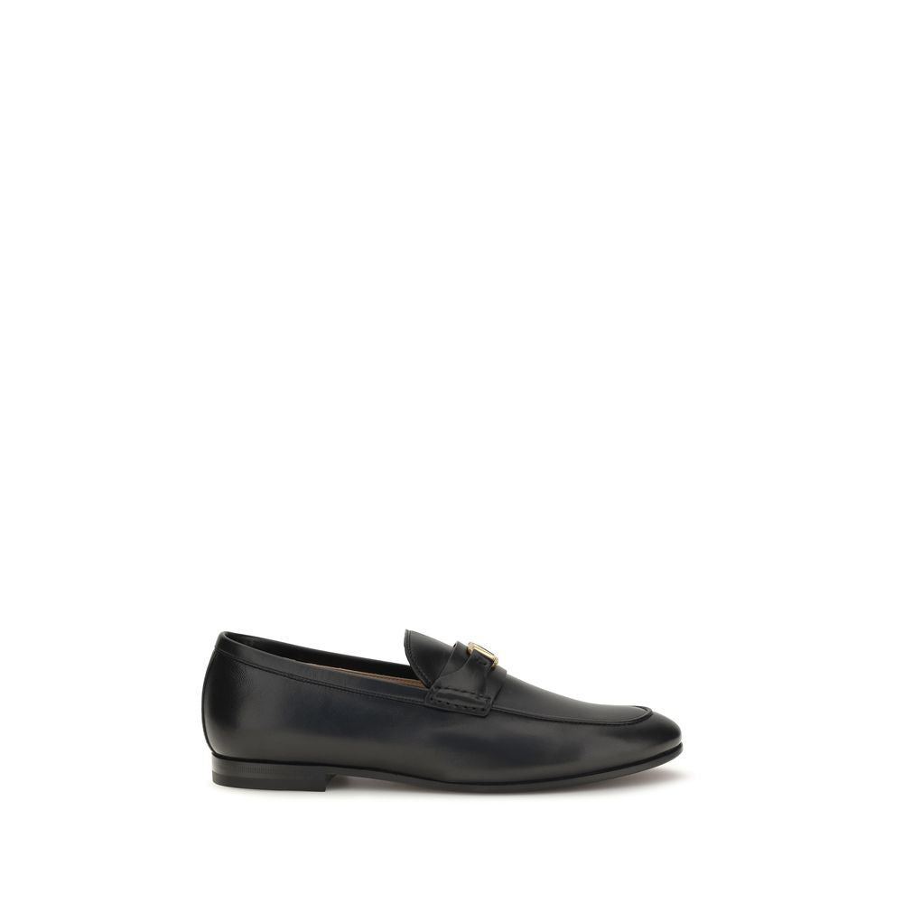 Valentino Garavani Black Calf Leather Bos Taurus Slip-On Loafers | Regal Royce