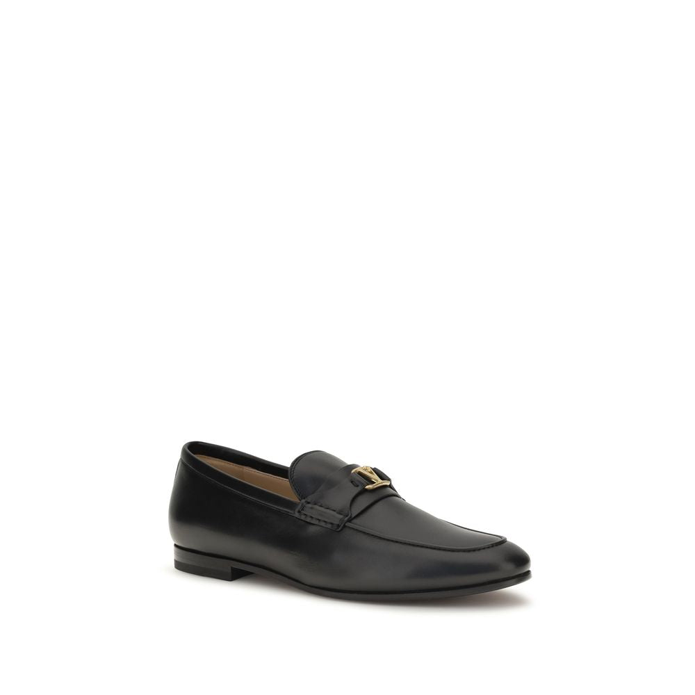 Valentino Garavani Black Calf Leather Bos Taurus Slip-On Loafers | Regal Royce
