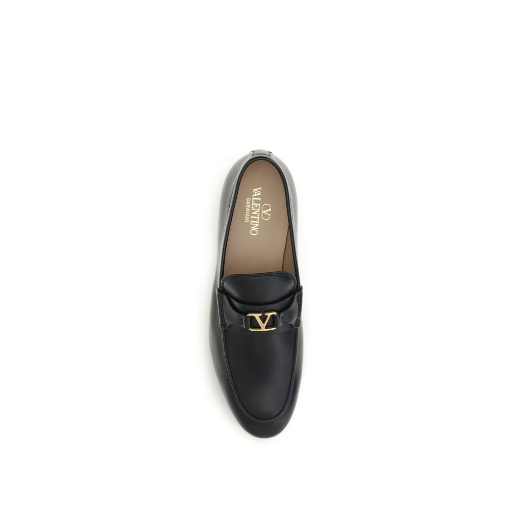 Valentino Garavani Black Calf Leather Bos Taurus Slip-On Loafers | Regal Royce