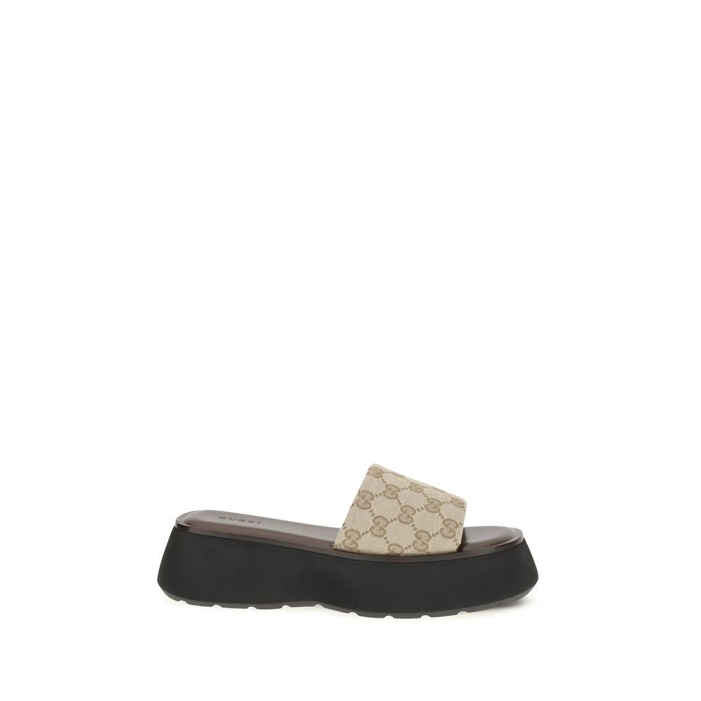 Gucci Beige Fabric Platform Sandals | Regal Royce