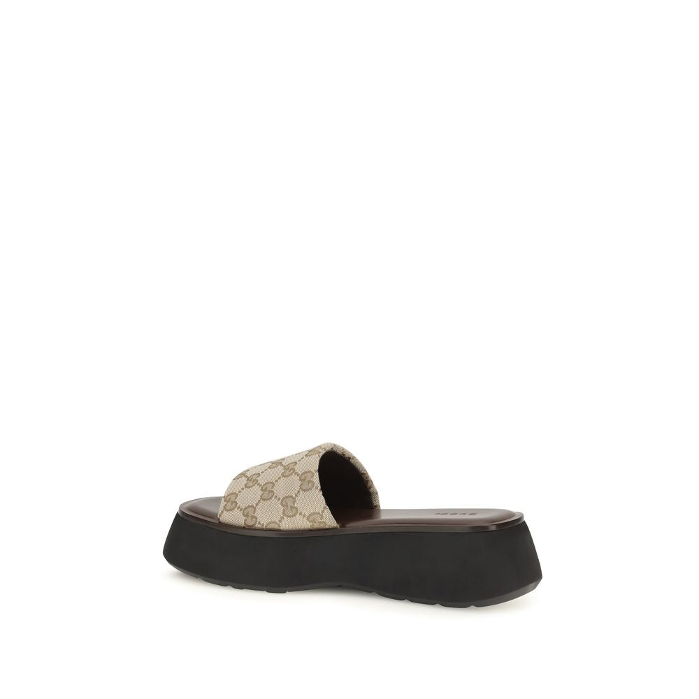Gucci Beige Fabric Platform Sandals | Regal Royce