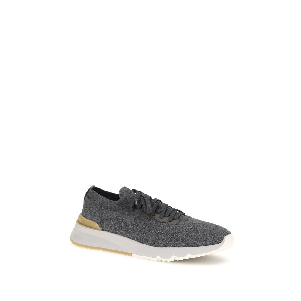 Brunello Cucinelli Blue Cotton Low Top Sneakers | Regal Royce