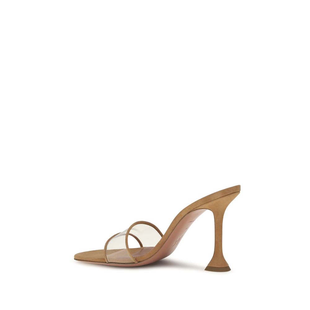 Amina Muaddi Beige Calf Leather Bos Taurus Platform Sandals | Regal Royce
