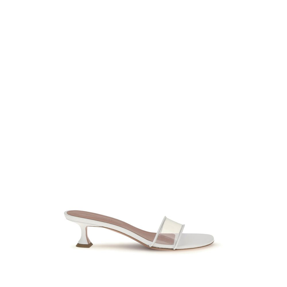 Amina Muaddi White Calf Leather Bos Taurus Sandals | Regal Royce
