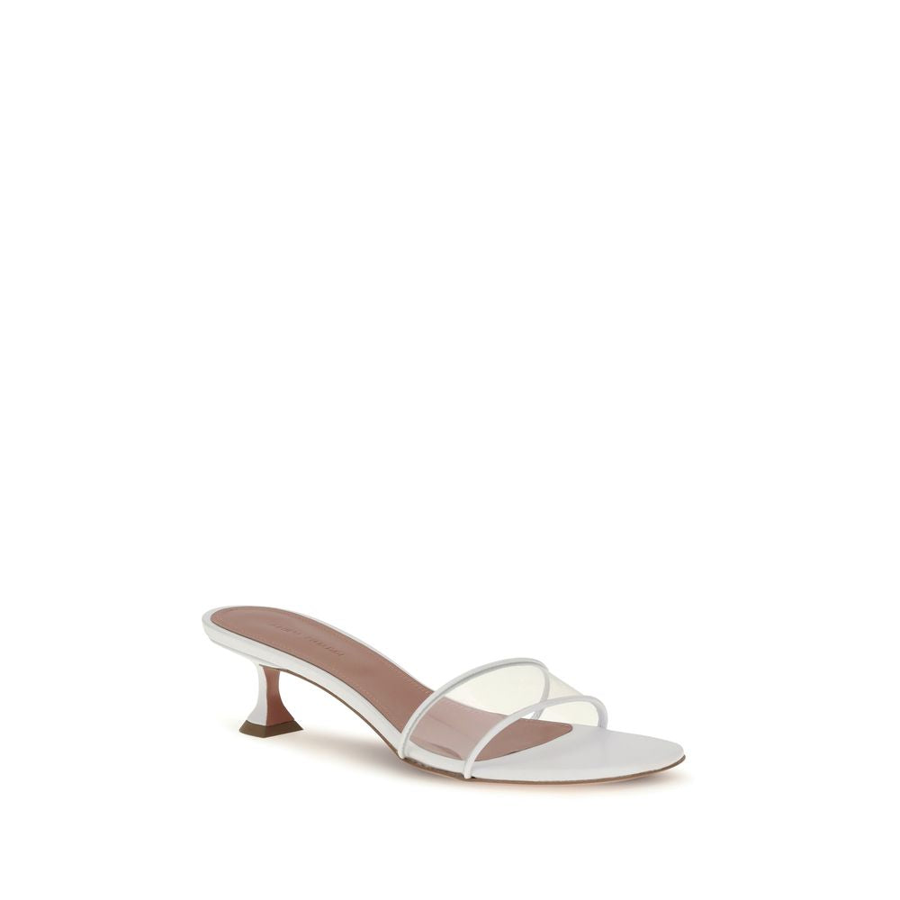 Amina Muaddi White Calf Leather Bos Taurus Sandals | Regal Royce
