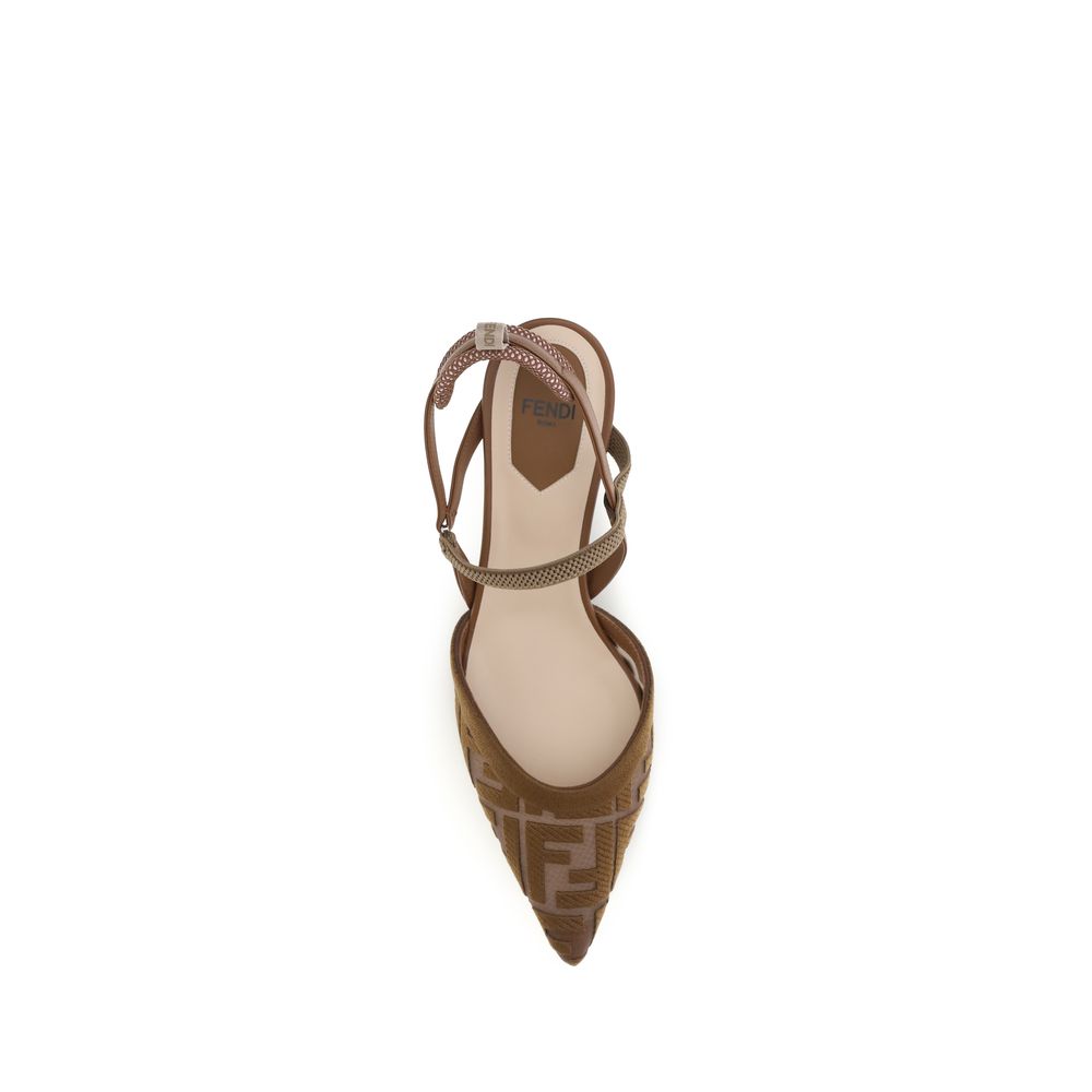 Fendi Brown Polyamide Mid Heel Pumps | Regal Royce