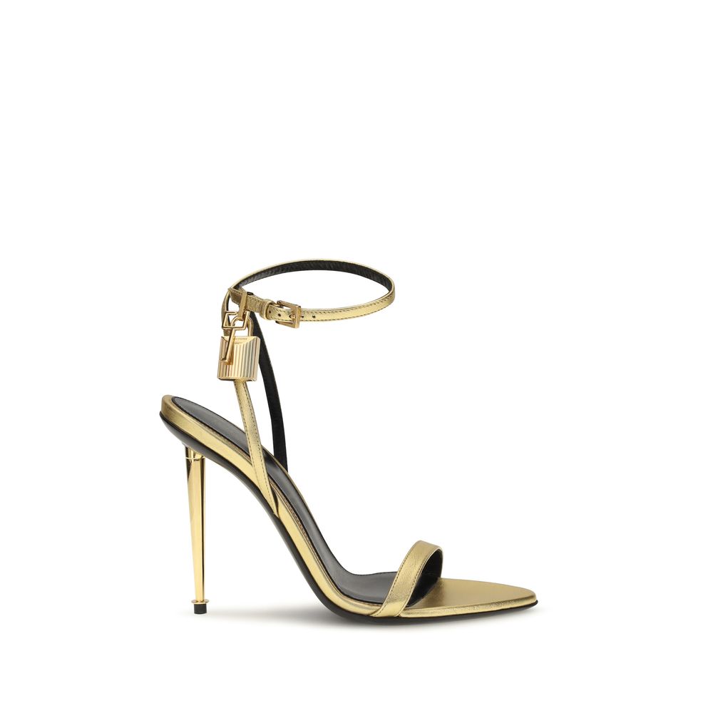 Tom Ford Gold Lamb Ovis Aries Aries Stiletto Heel Sandals | Regal Royce