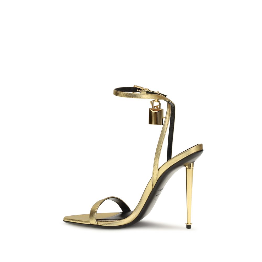 Tom Ford Gold Lamb Ovis Aries Aries Stiletto Heel Sandals | Regal Royce