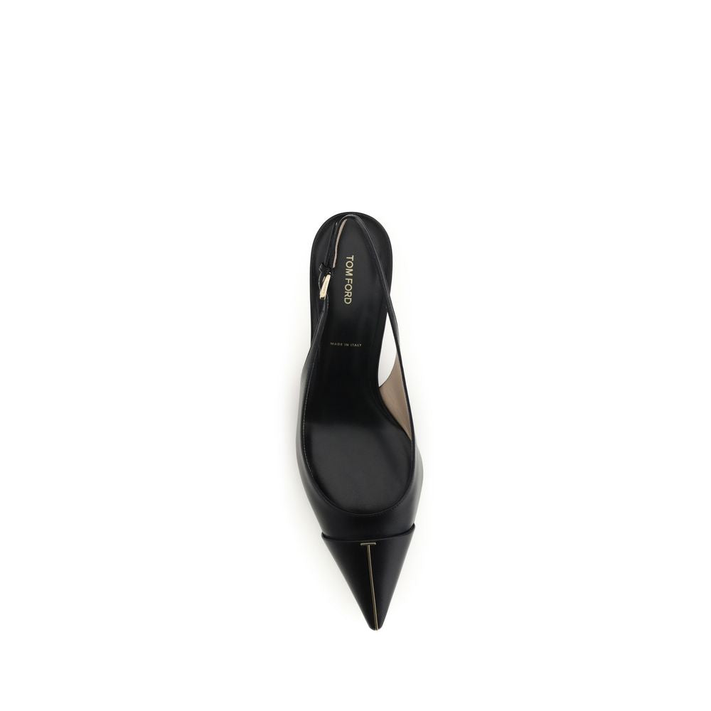 Tom Ford Black Calf Leather Bos Taurus Mid Heel Pumps | Regal Royce