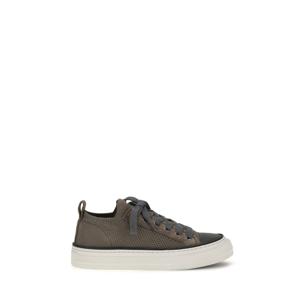 Brunello Cucinelli Brown Cotton Low Top Sneakers | Regal Royce