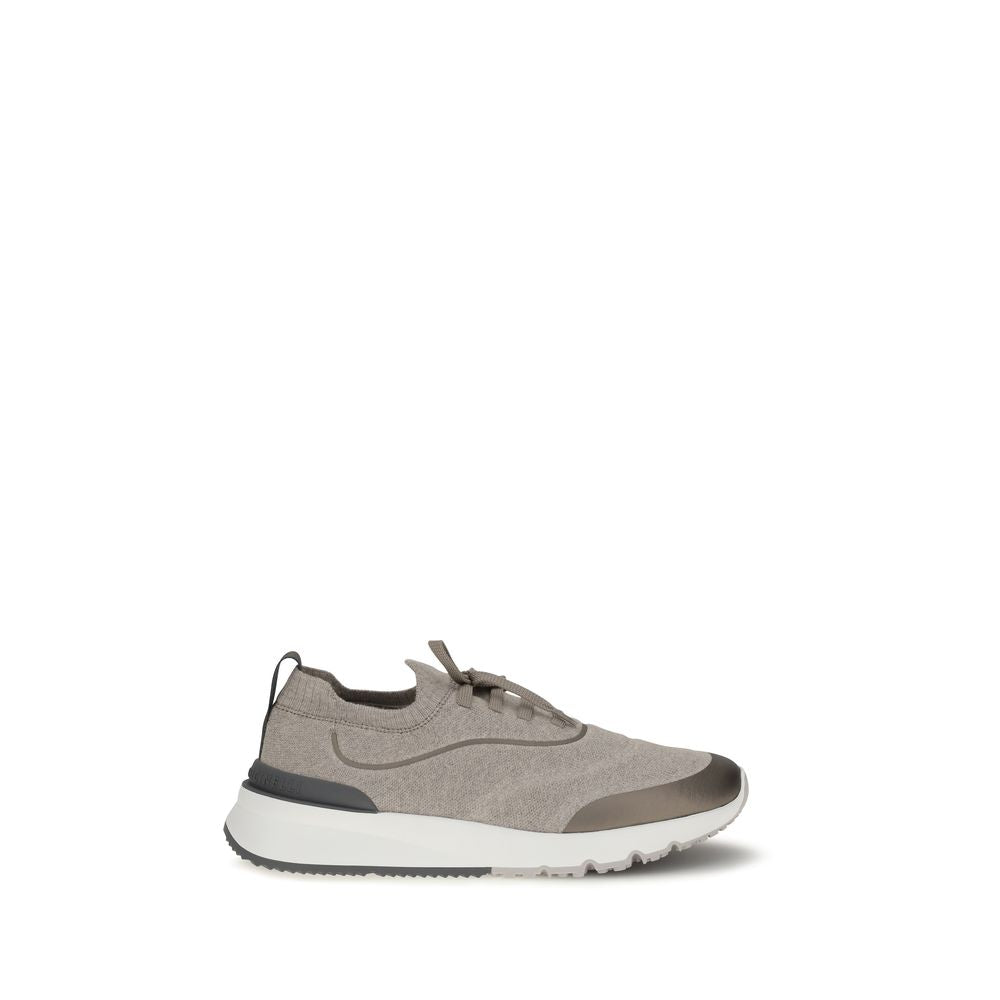 Brunello Cucinelli Brown Cotton Athletic Sneakers | Regal Royce