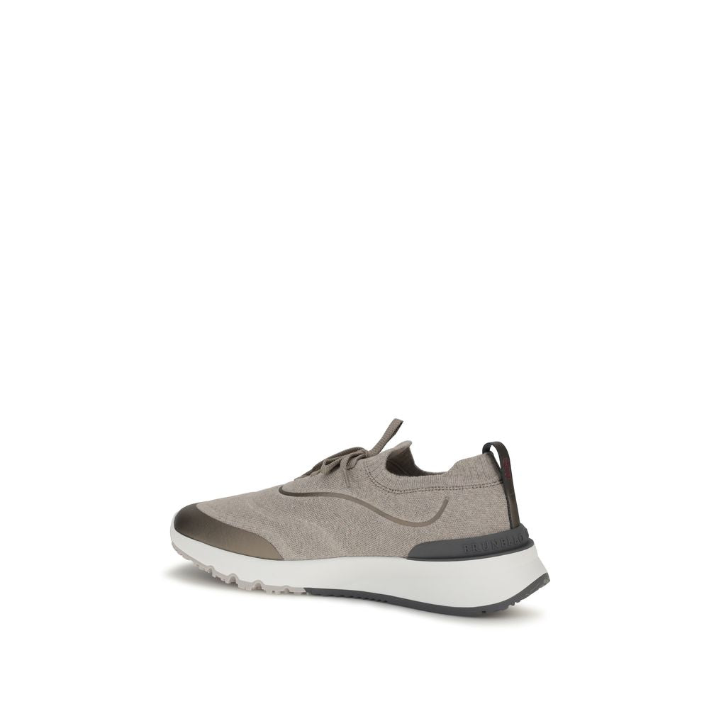 Brunello Cucinelli Brown Cotton Athletic Sneakers | Regal Royce