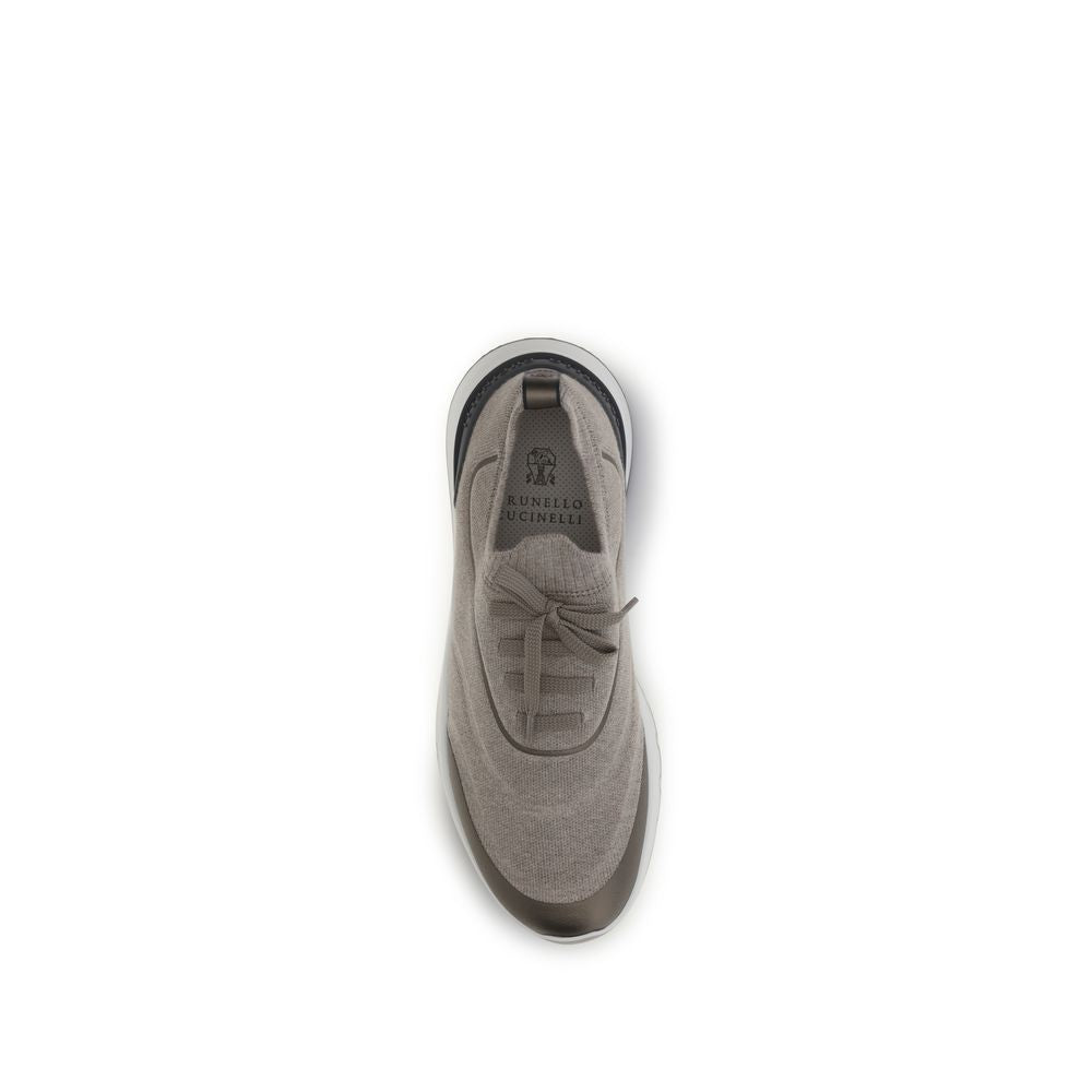 Brunello Cucinelli Brown Cotton Athletic Sneakers | Regal Royce