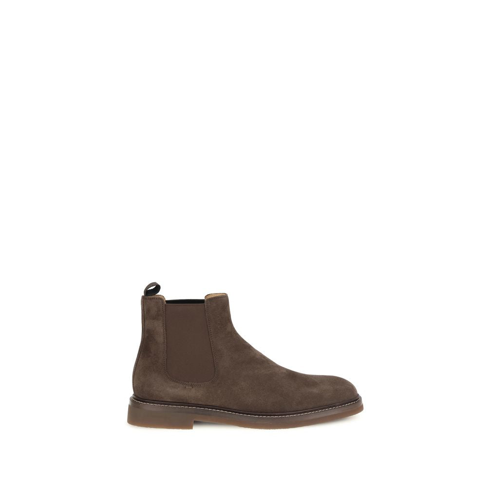 Brunello Cucinelli Brown Calf Leather Bos Taurus Chelsea Boots | Regal Royce