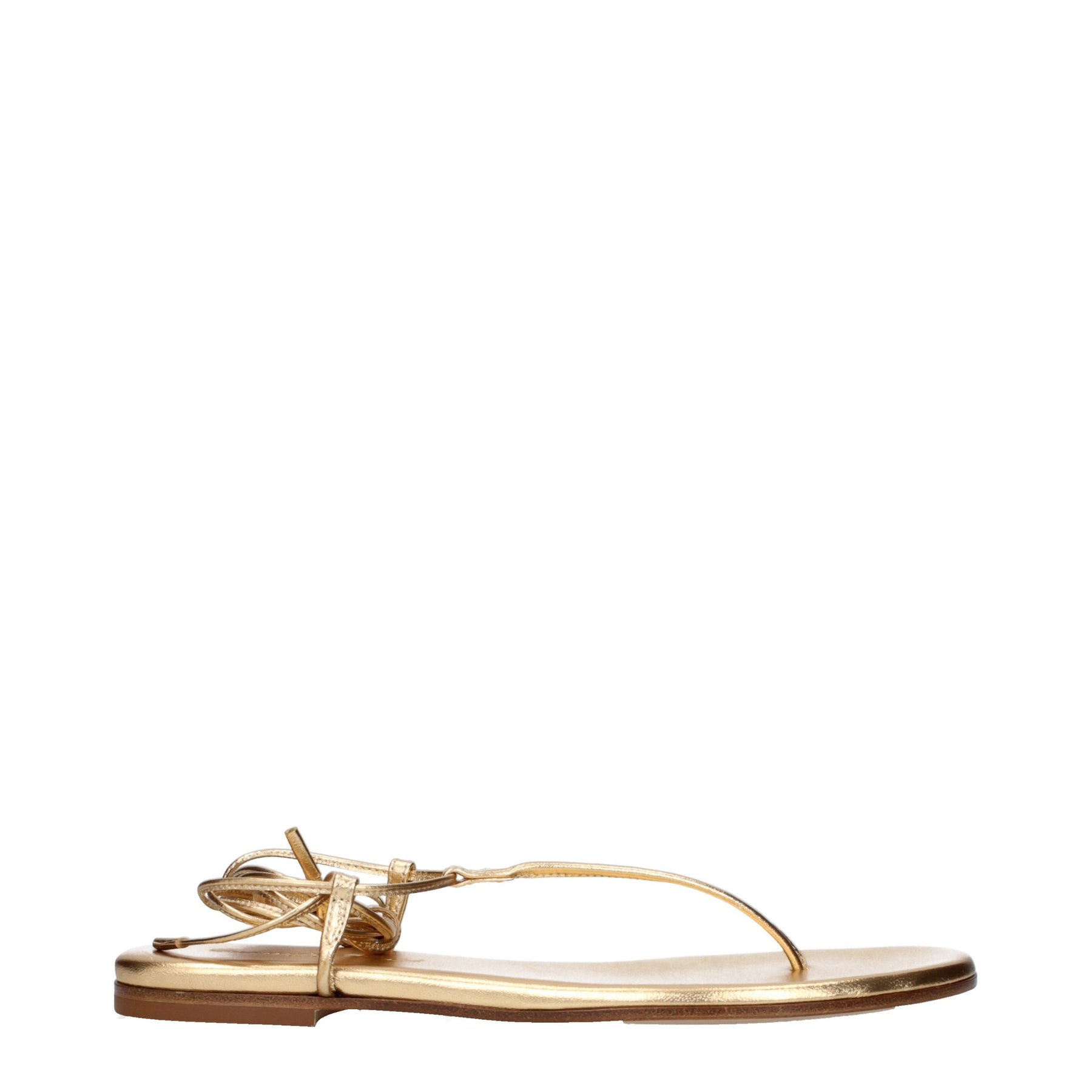 Gianvito Rossi Gold Leather Flip-Flop Sandals | Regal Royce