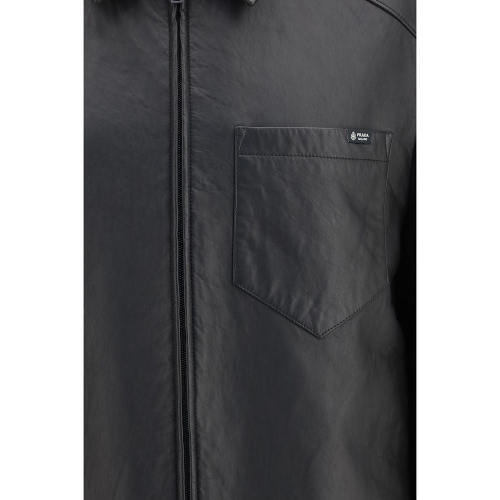 Prada Black Lamb Ovis Aries Aries Leather Jacket | Regal Royce