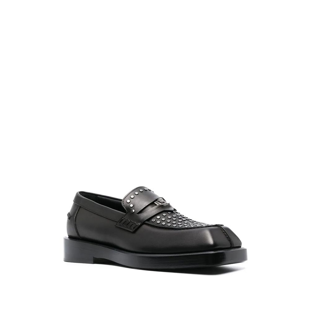 Versace Black Leather Slip-On Loafers | Regal Royce