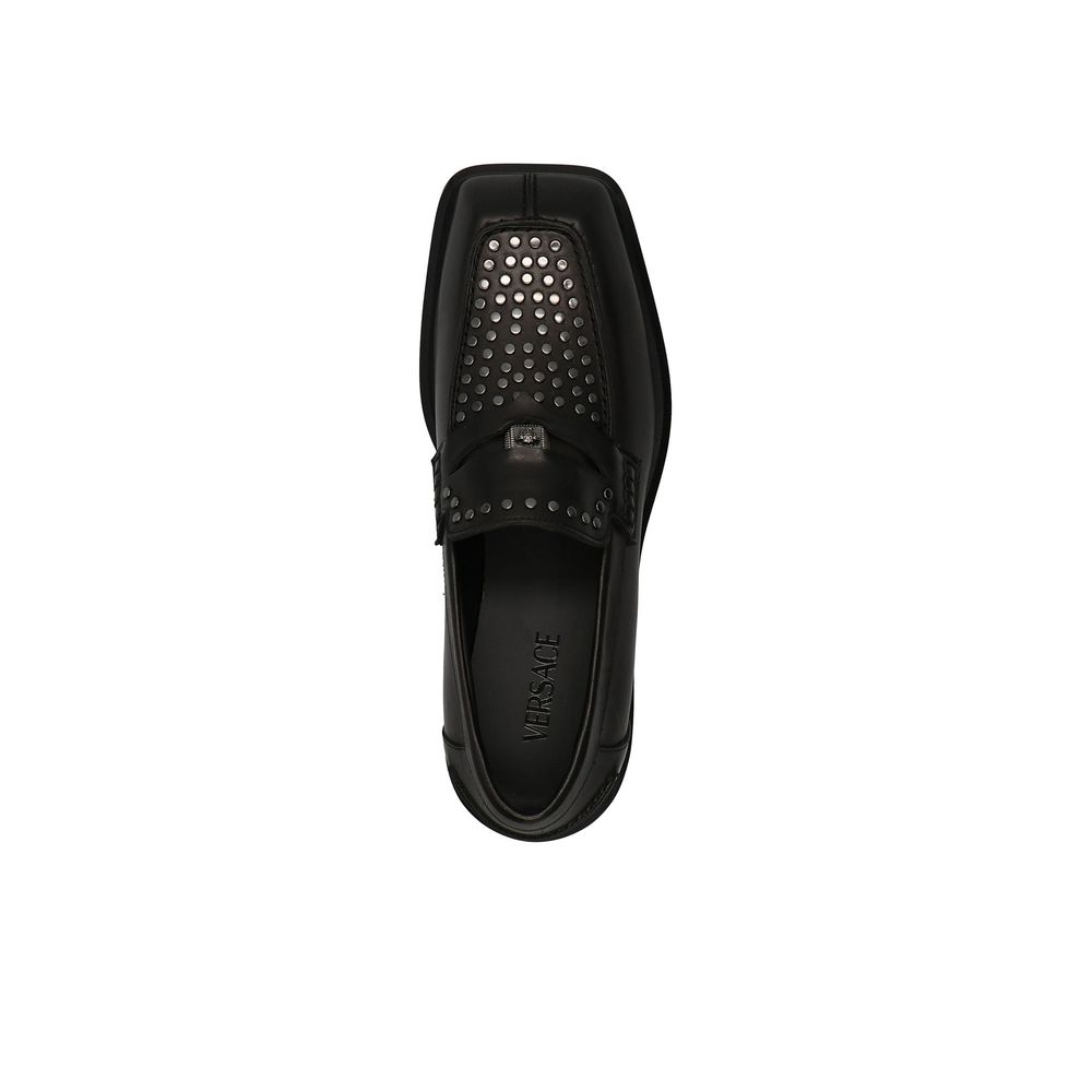Versace Black Leather Slip-On Loafers | Regal Royce