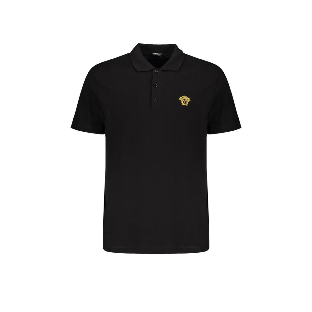 Versace Black Cotton Polo Shirt | Regal Royce