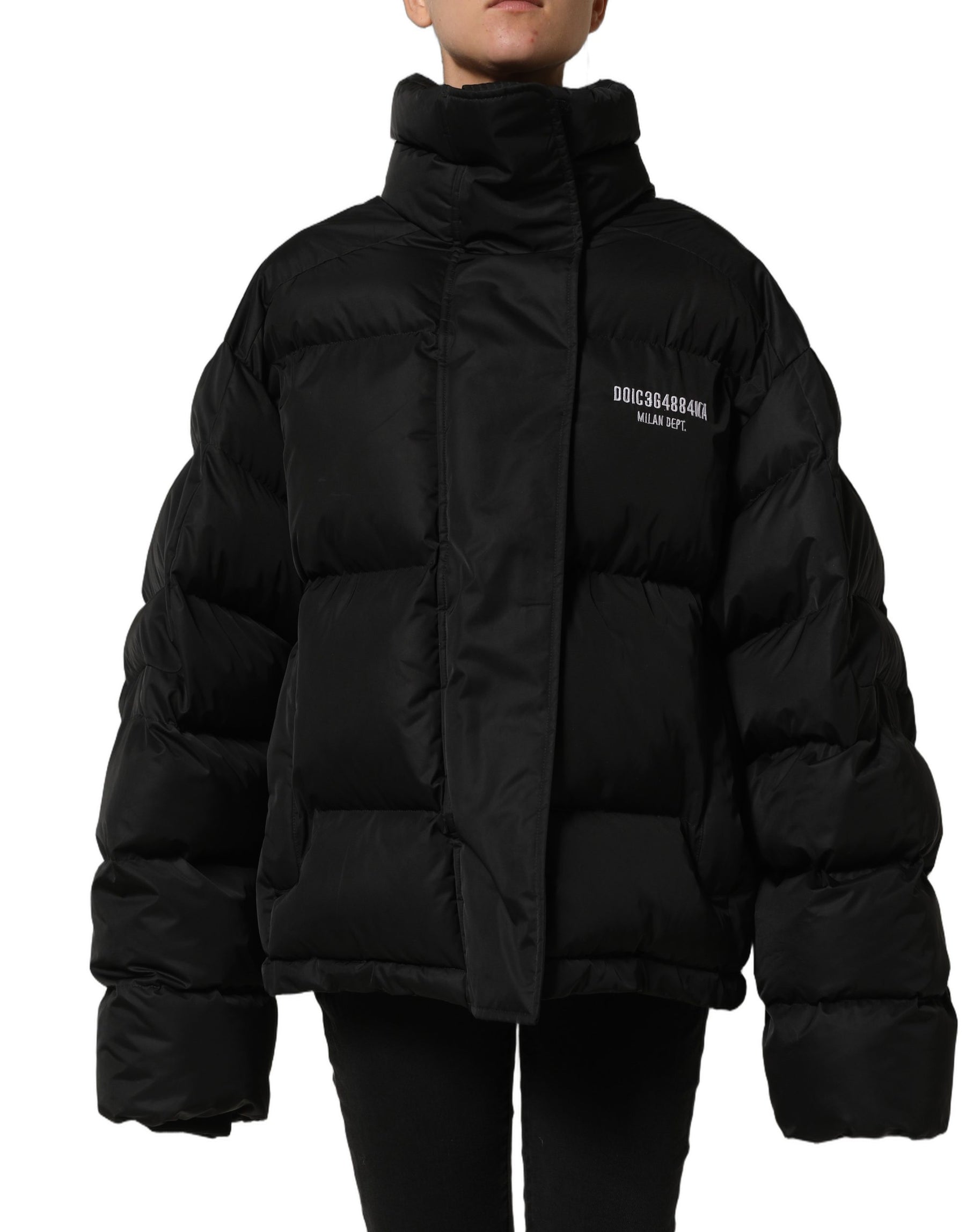 Dolce & Gabbana Black DGVIB3 Embroidered Padded Puffer Jacket | Regal Royce