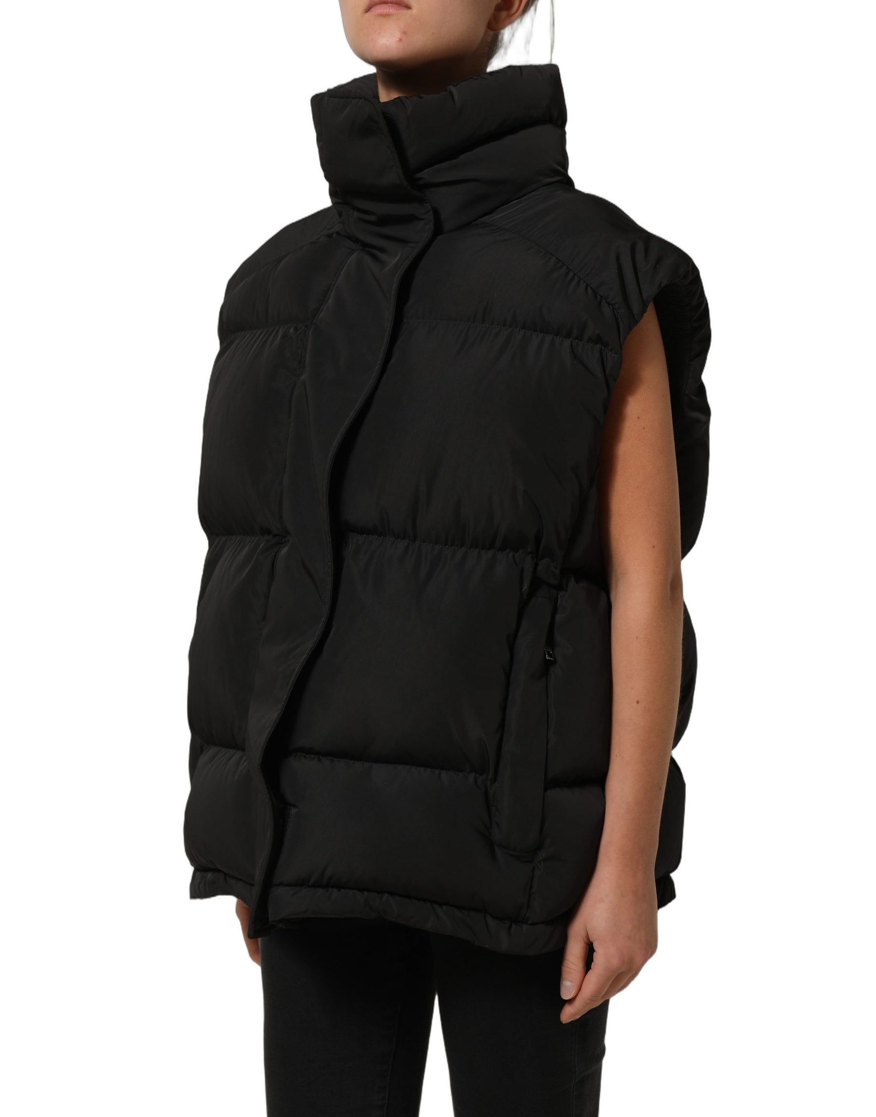 Dolce & Gabbana Black Polyester Sleeveless Padded Men Puffer Jacket | Regal Royce