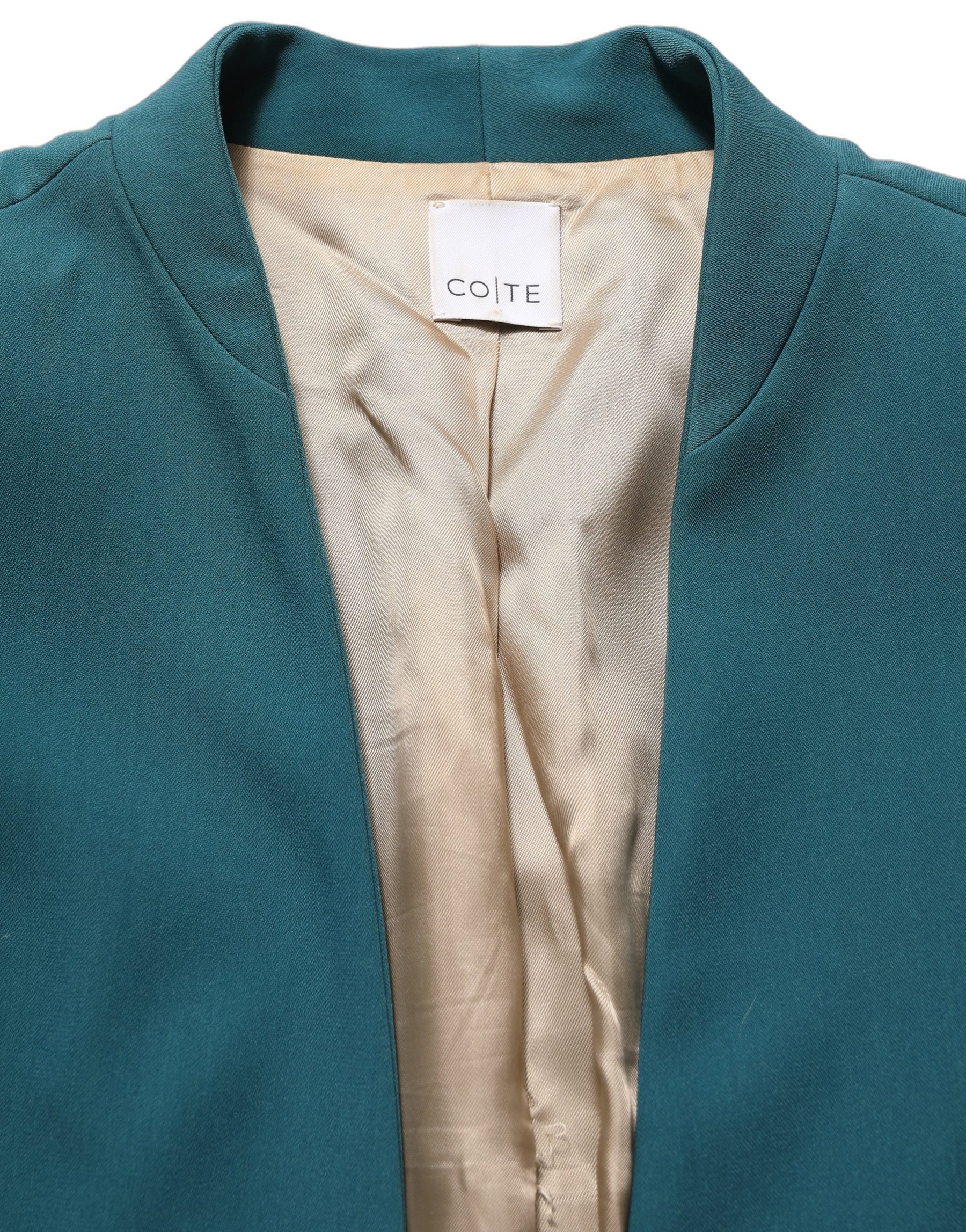 CO|TE Dark Green Beige Polyester Overcoat Women Blazer Jacket | Regal Royce