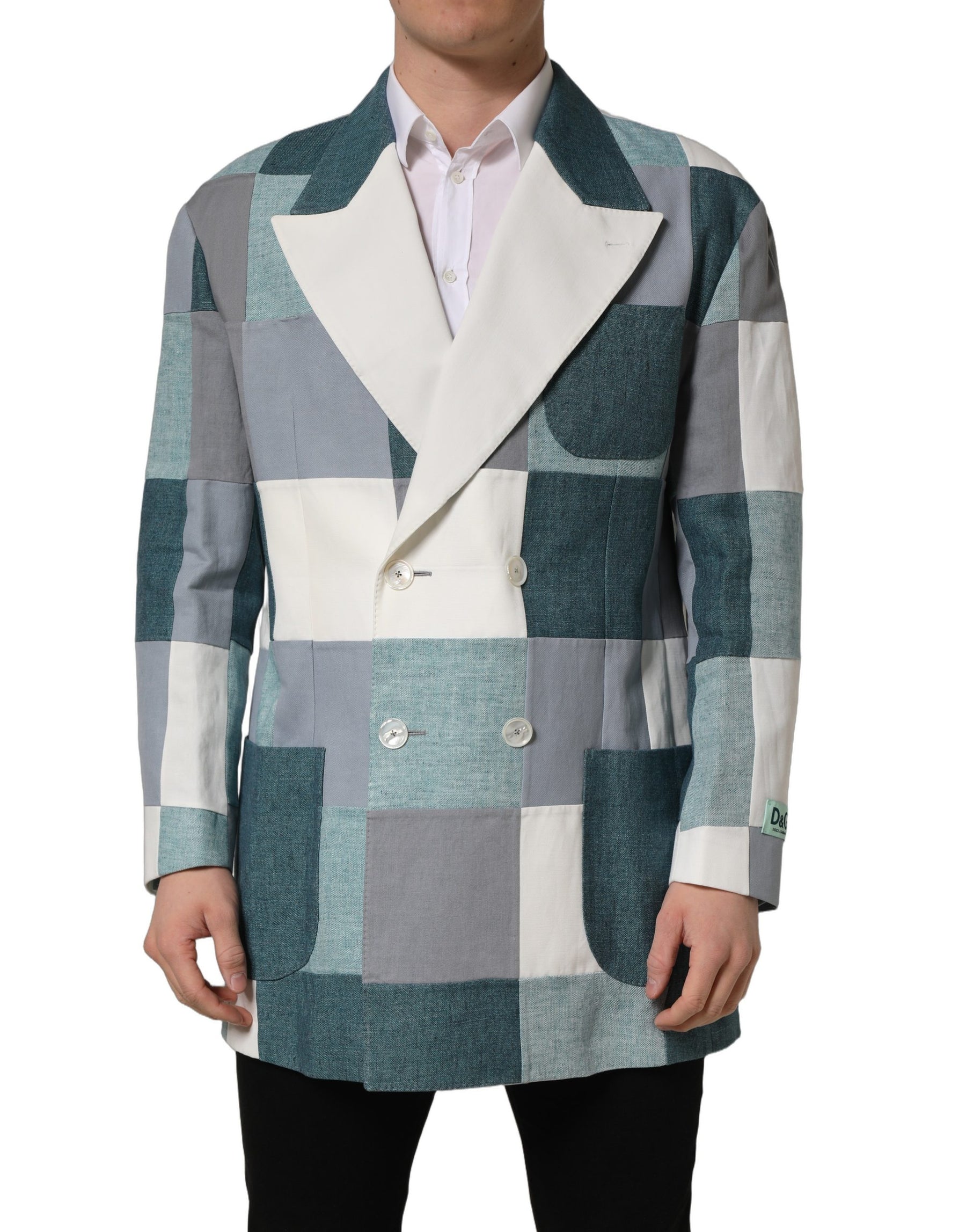 Dolce & Gabbana Multicolor Patchwork Linen Double Breasted Jacket | Regal Royce