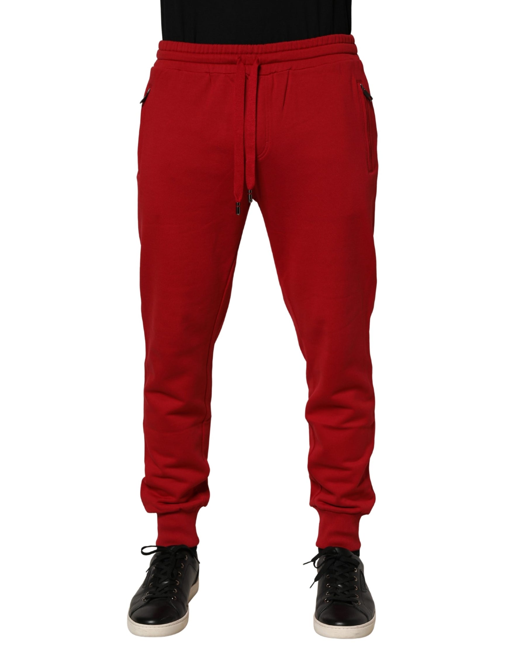 Dolce & Gabbana Red DG Logo Cotton Jogger Men Sweatpants Pants | Regal Royce