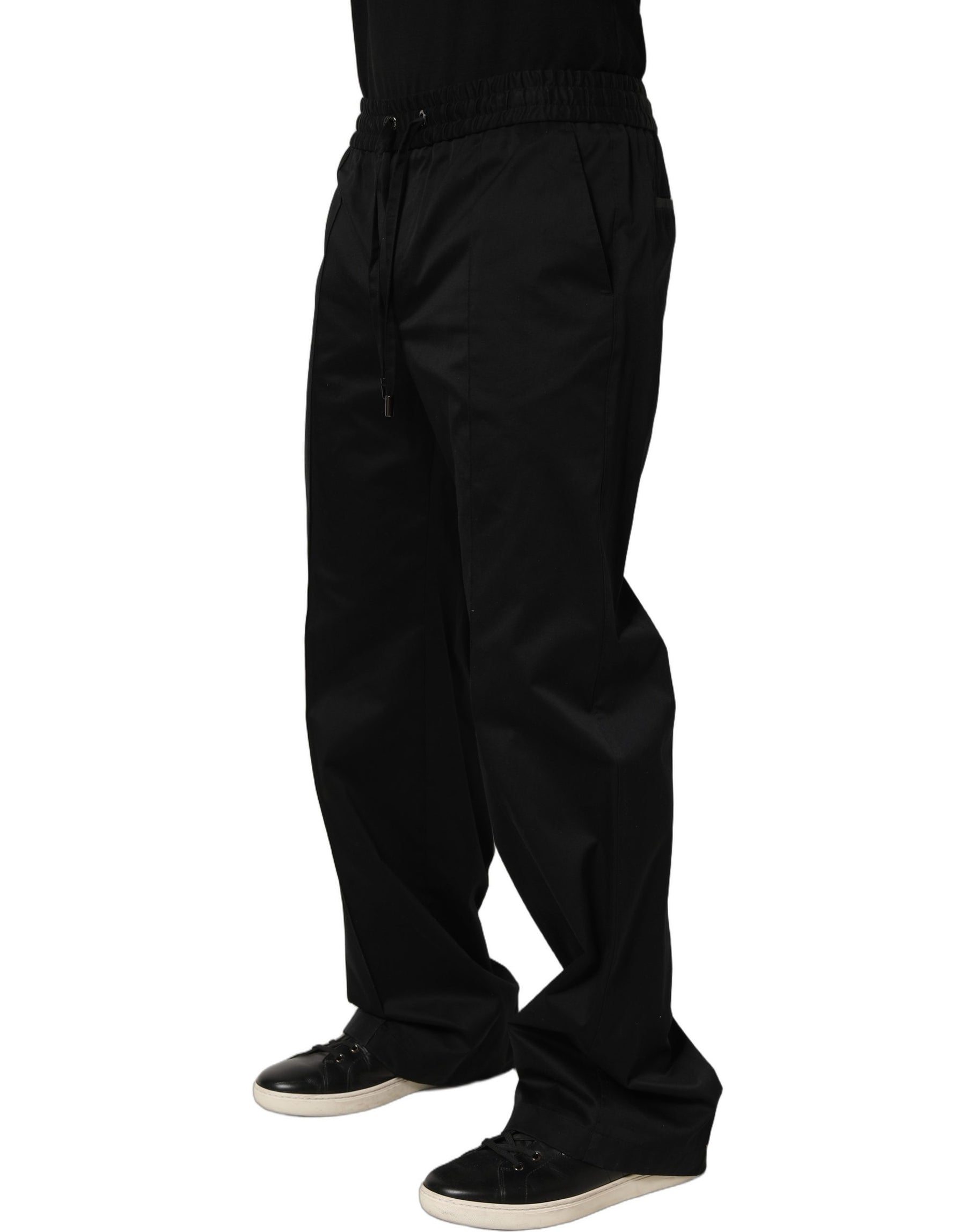 Dolce & Gabbana Black Drawstring Cotton Jogger Men Sweatpants Pants | Regal Royce