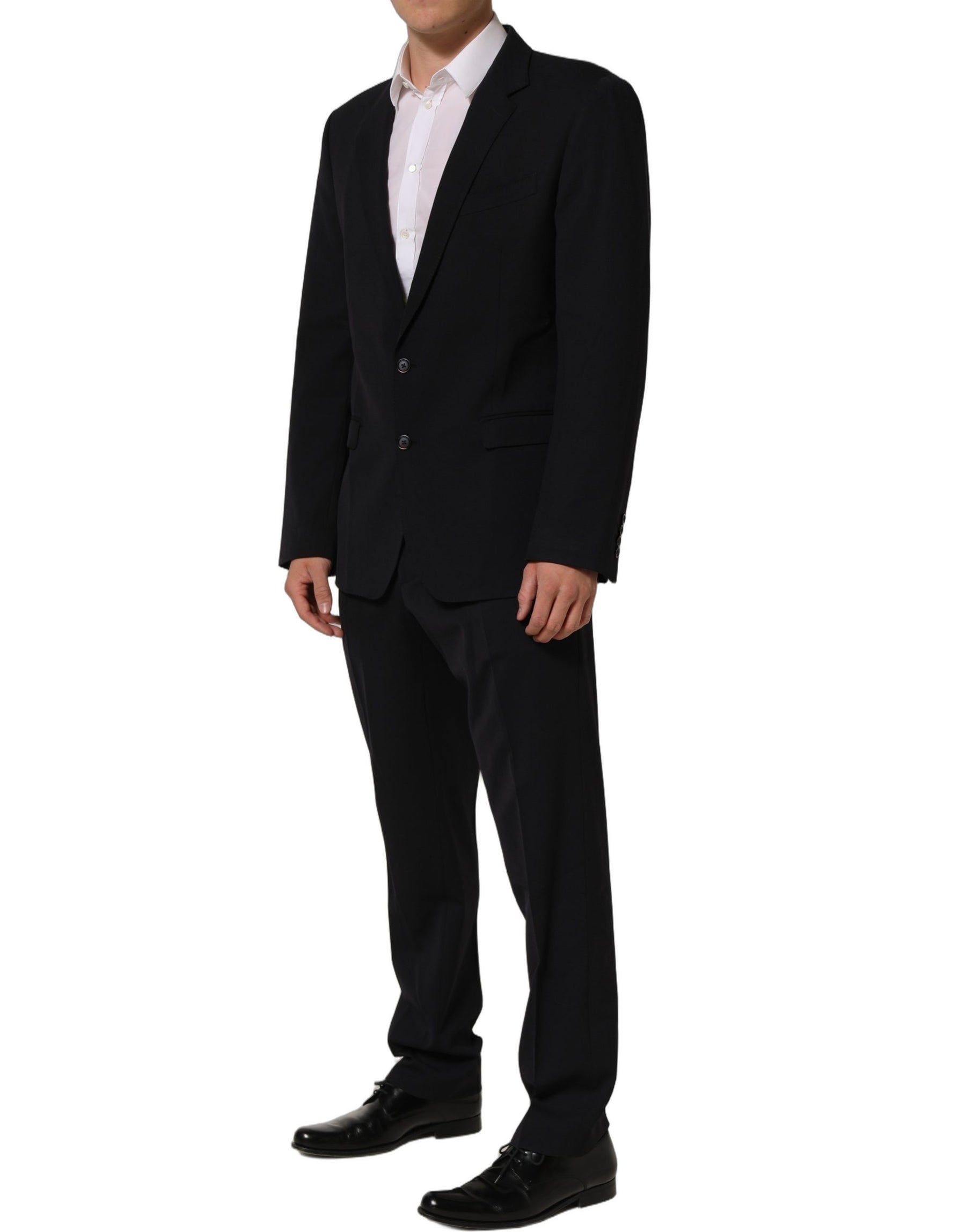 Dolce & Gabbana Black Wool Slim Fit Formal Men 2 Piece Suit | Regal Royce