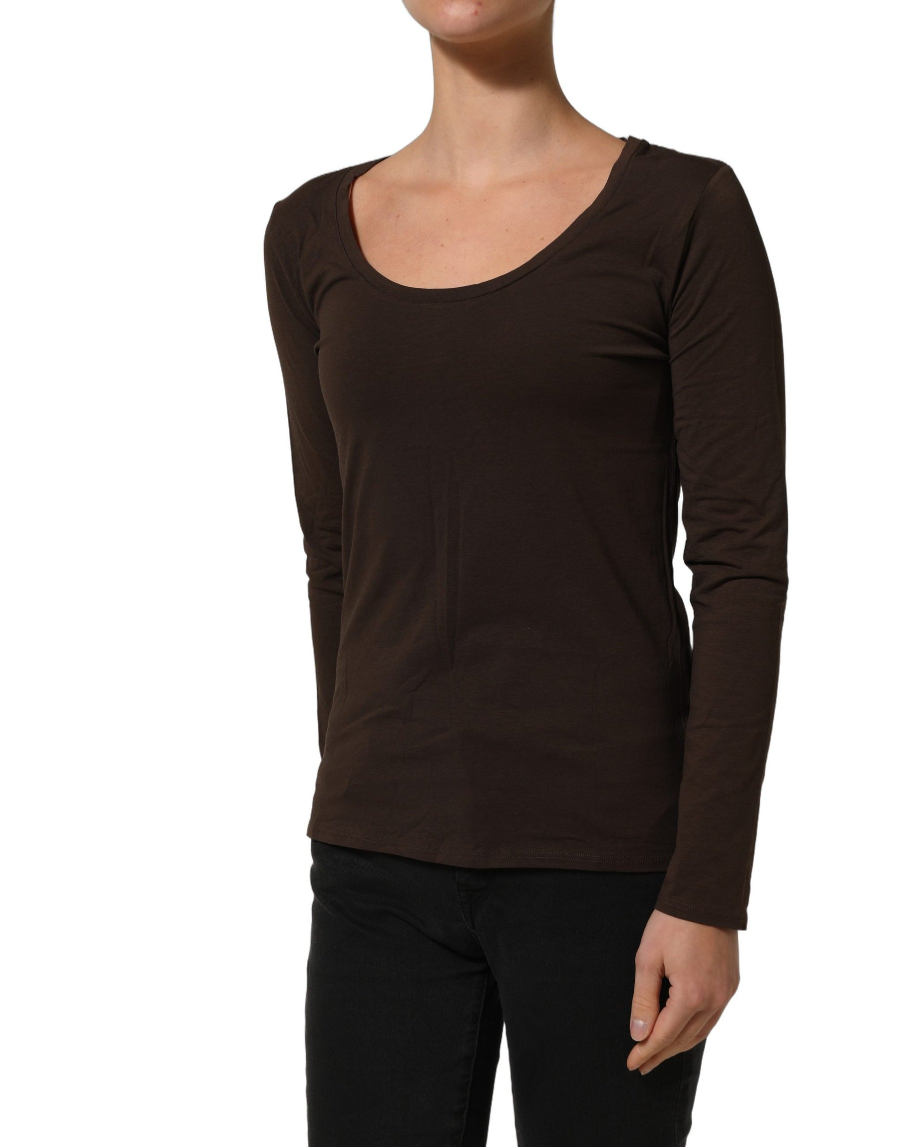 Alpha Massimo Rebecchi Brown Long Sleeves Round Neck Top | Regal Royce